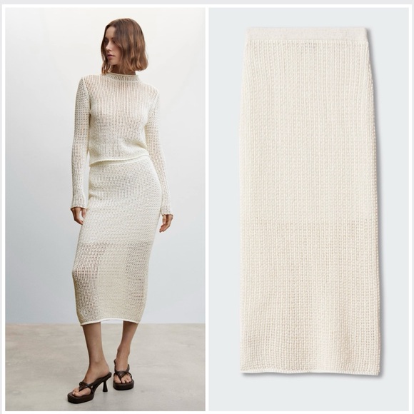 MANGO Openwork knitted skirt Size L - Picture 1 of 9